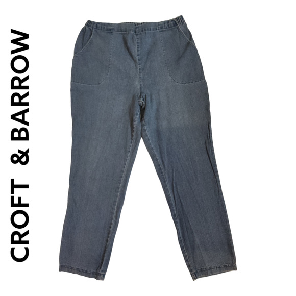 CROFT  & BARROW DENIM ELASTIC WAIST PANTS SIZE XL SHORT - Picture 1 of 8